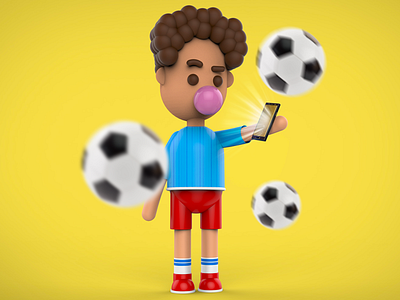 Child soccer player 3d cinema4d soccer