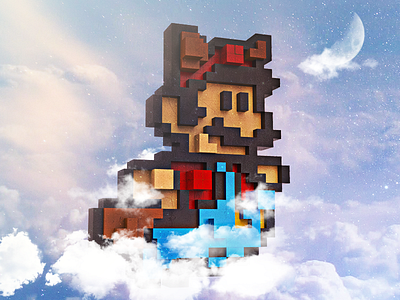 Mario Bros Pixel 3d cinema 4d cloud mariobros pixel