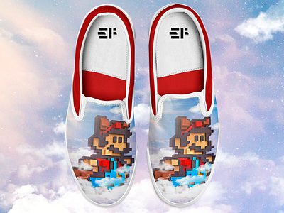 Mario Bros shoes 3d pixel vintage