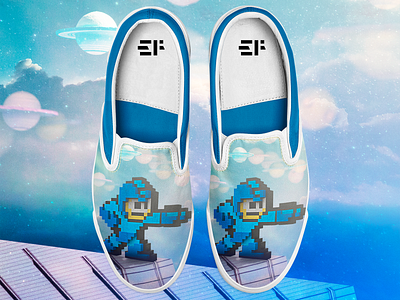 mega man shoes 3d blue megaman pixel shoes