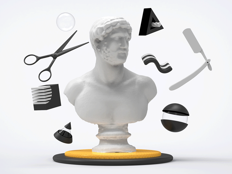 Roman haircut 3d animation cinema4d