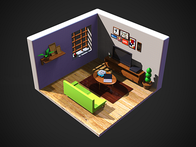 Isometric room 3d animation isometric design pixel ui