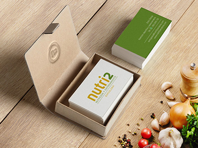 Nutri2 branding cards logo logotype nutrition