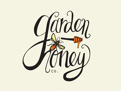 Garden Honey Logo brand design honey illustration lettering logo logo design