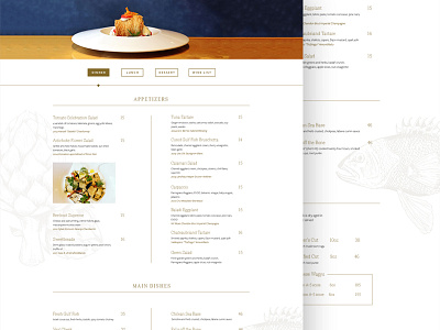 Menu Page hand illustration illustration layout menu restaurant web design web layout website