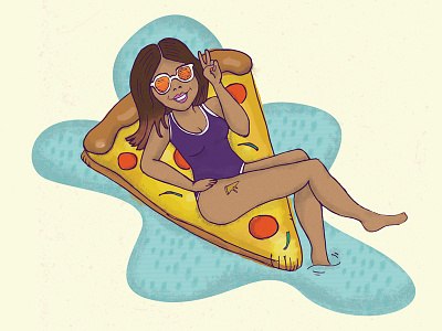 Becca digital illustration digital painting drawing illustration photoshop illustration pizza pool float summer