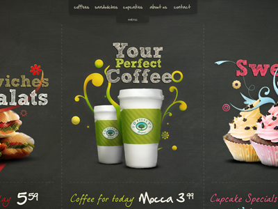 CofeeShop website art direction design illustration web design