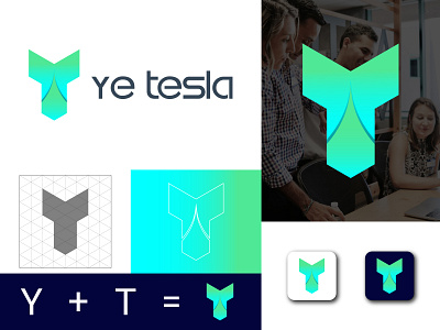 Ye Tesla | Y and with T letter concept Logo Design brand identity branding branding design flatdesign geomatric logo gradient graphic design iconic logo letter logo logo logo design logo designer logo mark logo trend logoinspirations tecnology logo tesla typography ui yt logo