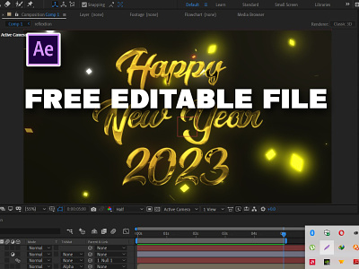New Year Glow Particle Text Effect. Free Donwload | AE 2023 design after effects animation free download free new year effect free text animation freebie glow effect glow particles graphic design happy new year 2023 motion graphics new year after effects new year free video particle text animation rony karmaker text animation text effect type design typography design