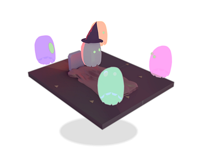 All Hallows' Eve Ritual 3d blender ghosts halloween isometric low poly photoshop witch