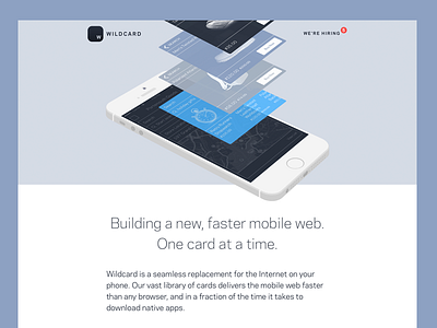 Wildcard – Interim Site card design iphone landing page responsive sketch.app start up ui website