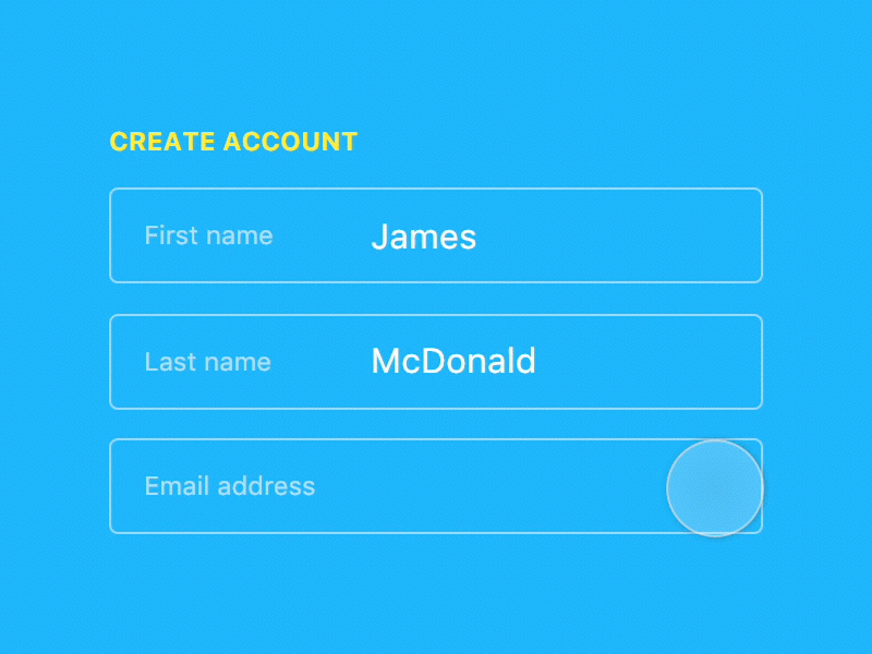 Day 09: Input Form animation challenge comet daily form input interface principle ui