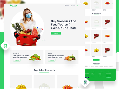 Bazar Grocery Delivery Ecommerce Template app bazar ecommerce best ecommerce branding design ecommerce ecommerce template groceries grocery ecommerce grocery landing illustration minimal ecommerce new ecommerce trend2021 trending trending ecommerce trending ui ui ui ux ux