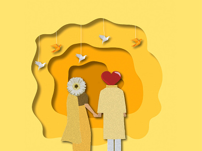 Couple Illustration || Paper cut 3d adobeillustrator animation art cartoon couple design dribbleshot graphic design illustration