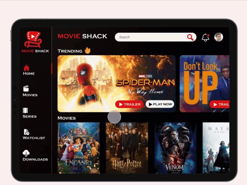 Movie Shack | Movie App Design and Prototype animation app cinema design figma mobile app movie prototype tablet ui uiux ux uxdesign video