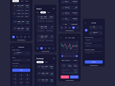 Trading cryptocurrency ui kit design