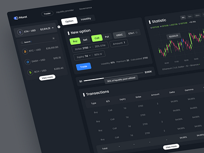 Dark Crypto Dashboard Design