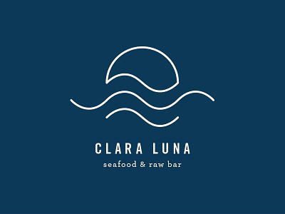Clara Luna branding logo moon ocean raw bar restaurant seafood