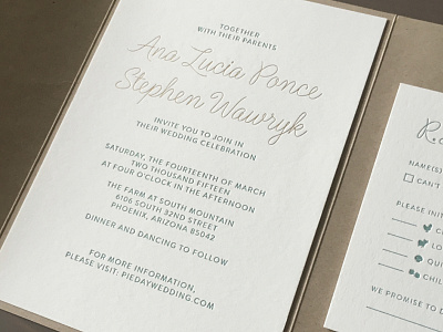 Ponce Wedding Invitation flirt script gold foil invitation invitation suite kraft paper letter press script wedding