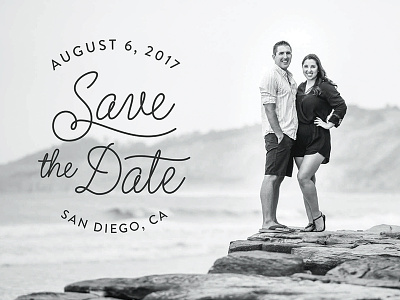 Save the Date beach black and white couple date diego flirt invitation san save script the wedding
