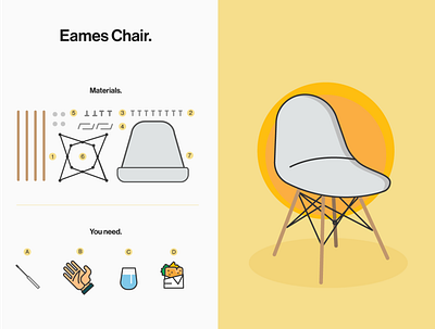 Assemble your Eames chair chair design eames icons illustration industrial design product