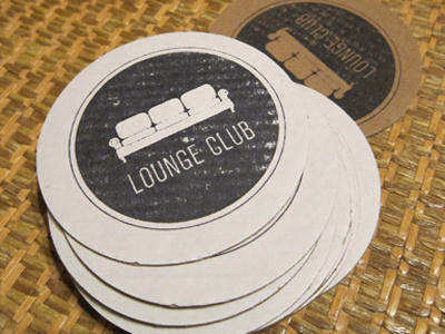 Lounge Club coasters coasters couch logo stamps