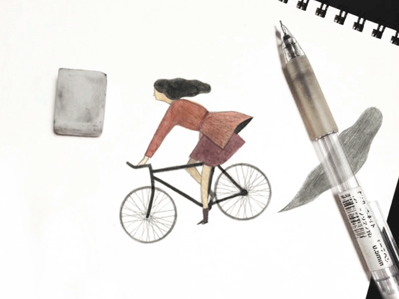 Bike animation biker biking cycling drawing gif illustration motion painting watercolor