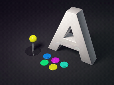 A - Arcade 3d animation arcade buttons c4d cycles cycles4d joystick