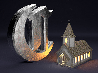 C - Church 3d c4d church cycles typography