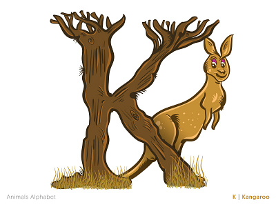 Animals Alphabet Project - K|Kangaroo alphabet animals book coloring concept illustration kangaroo modern type typography vector
