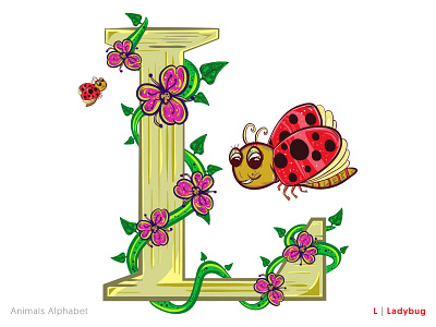 Animals Alphabet Project - L|Ladybug alphabet animals book coloring concept illustration ladybug modern type typography vector