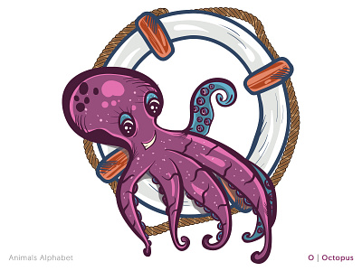 Animals Alphabet Project - O|Octopus alphabet animals book coloring concept illustration modern octopus type typography vector