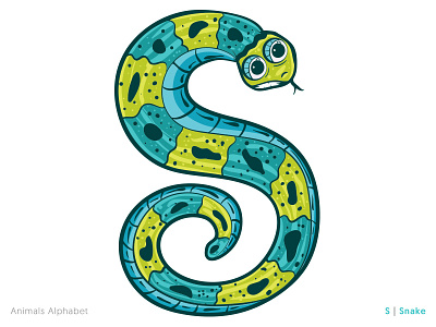 Animals Alphabet Project - S|Snake alphabet animals book coloring concept illustration modern snake type typography vector