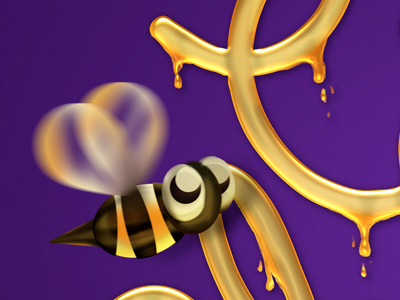 Honey Bee bee honey illustration lettering purple sweet typography تايبوجرافي