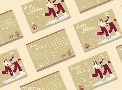 Happy Holidays Postcards card christmas design event graphic design holiday holidays illustration postcard postcards typography vector