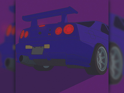 SKYLINE R34 design flat graphic design illustration pixel vector