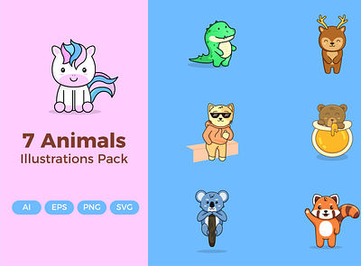 Cute Animal Illustrations animal animals character design graphic design illustration pattern