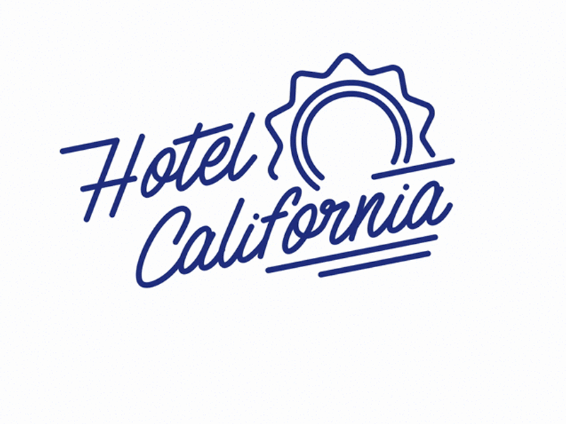 Volkswagen gif - Hotel California animation camper campervan camping car gif hippie hotel california icon lettering lettering animation logo animation loop van vector vector illustration volkswagen
