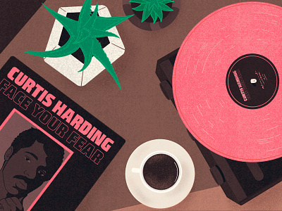 Curtis Harding - Face your Fear clear line curtis harding design editorial illustration illustration ligne claire music music art musician soul vinyl vinyl cover vinyl record
