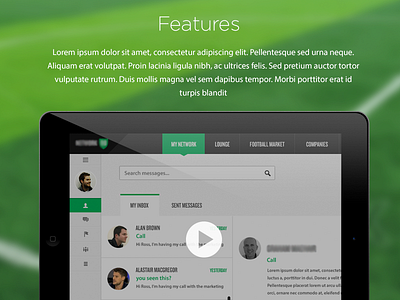 Features demo features green interface sport ui website design