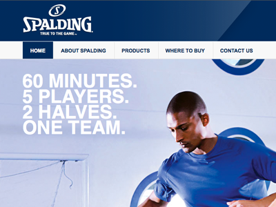Spalding Homepage blue ecommerce sport type website design