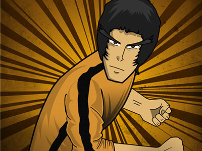 Bruce Lee illustration black character character design illustration sketch yellow