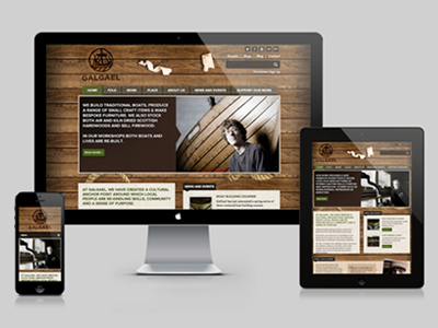 Galgael Responsive brown green responsive ui web design website wood