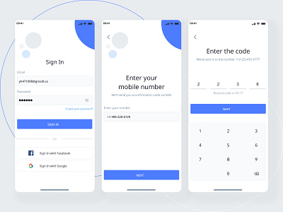Sign in and verifying your mobile number app design ui ux