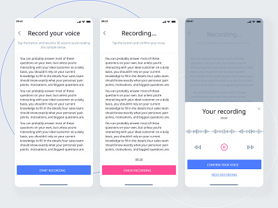 Voice recording screen app design ui ux