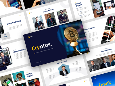 Cryptos - Cryptocurrency & Blockchain PowerPoint Template internet powerpoint template