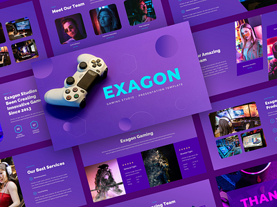 Exagon - Gaming Studio Google Slides Presentation Template work