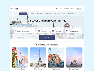TravelGo - Travel Agency Website blue clean daily ui dailyui dailyui 022 dailyui 22 dailyuichallenge design landing page search simple travel travel agency travel webpage ui ui design uidesign uxui webpage website