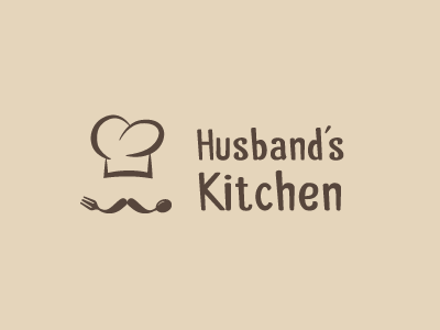 Huband's Kitchen beige brown chef husband kitchen logo logodesign mustache restaurant spoon