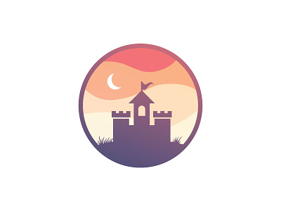 Retro Castle castle flatdesign fort hill icon logo moon nightview vector vectorart